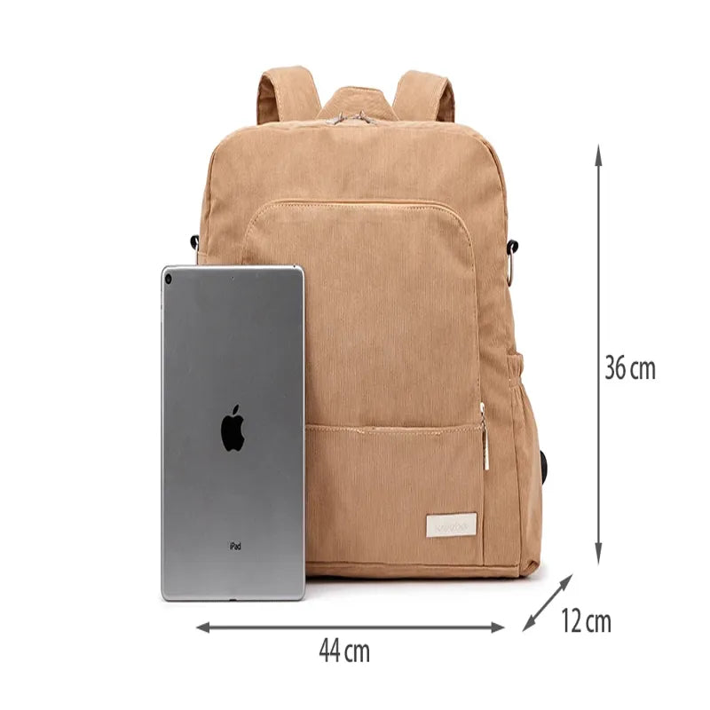 Sac à dos à langer effet velours marron