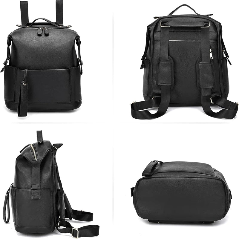 Sac à langer noir en cuir