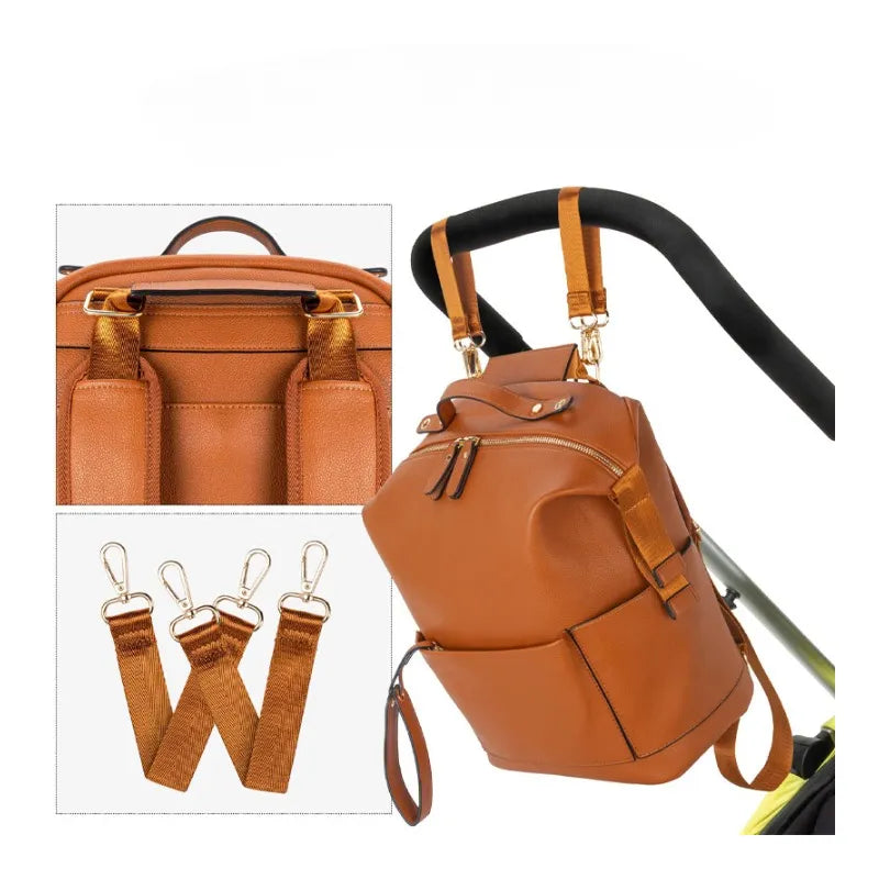 Sac à langer marron en cuir