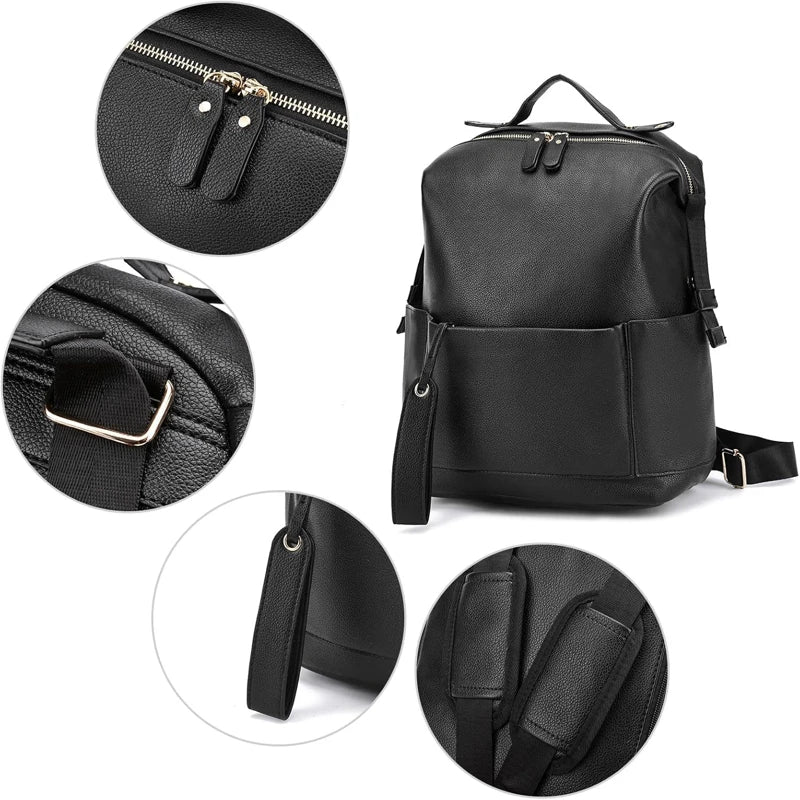 Sac à langer noir en cuir