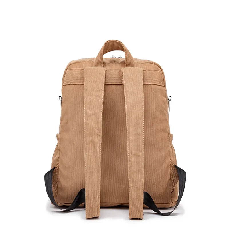 Sac à dos à langer effet velours marron