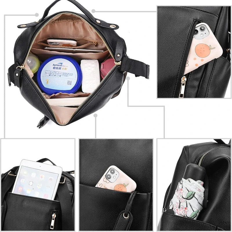 Sac à langer noir en cuir