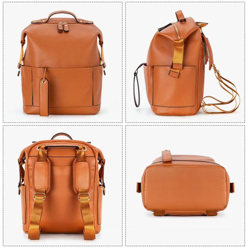 Sac à langer marron en cuir