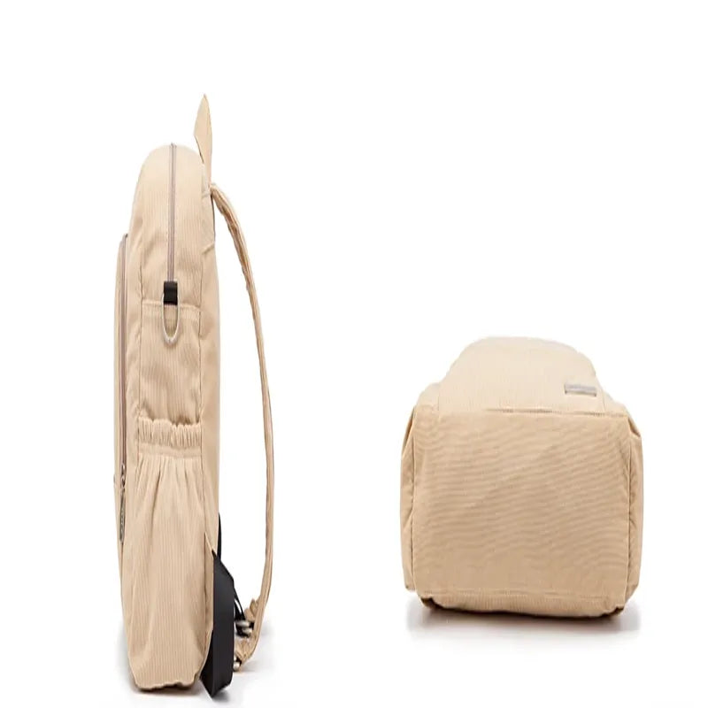 Sac à dos à langer effet velours beige