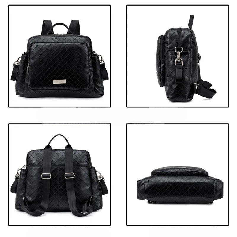 Sac de maternité noir à carreaux