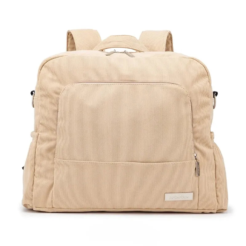 Sac à dos à langer effet velours beige