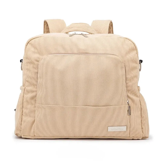 Sac à dos à langer effet velours beige
