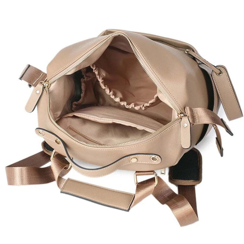 Sac à langer camel en cuir