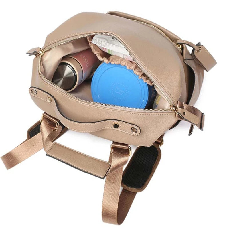 Sac à langer camel en cuir