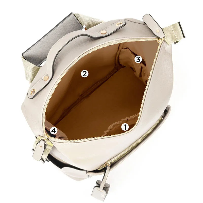 Sac à langer beige en cuir