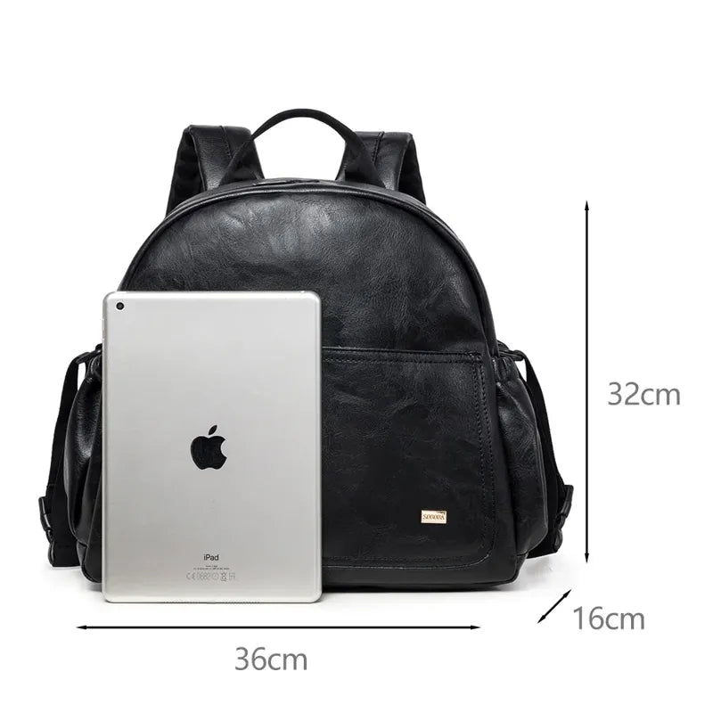 Sac à dos à langer effet cuir noir